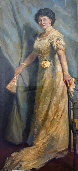 Max Slevogt Dame in gelbem Kleid mit gelber Rose